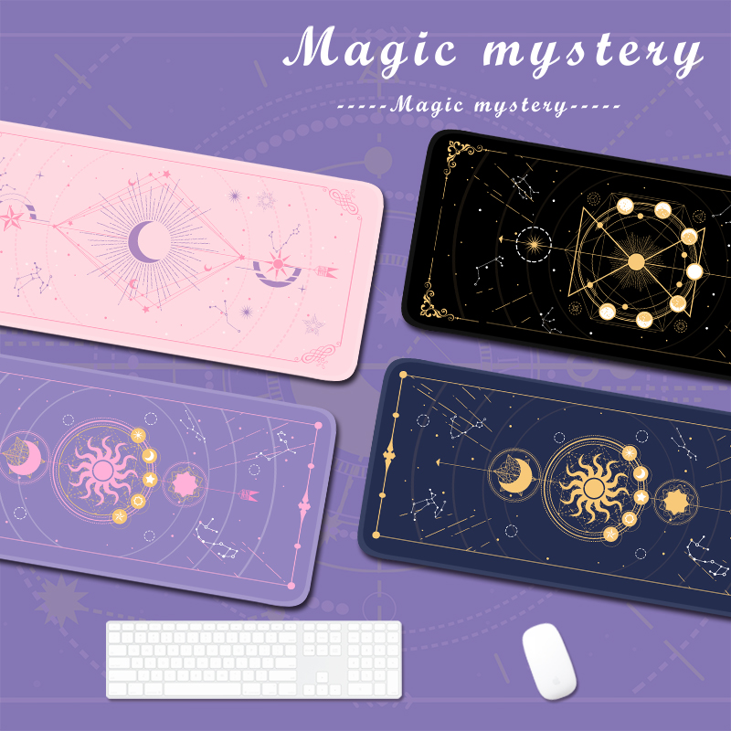 Gaming Accessories Kawaii - 魔法の月の星が付いたゲームマウスパッド,大きいサイズ,紫,かわいいxxl,防水,滑り止め,ラップトップ,デスクアクセサリー