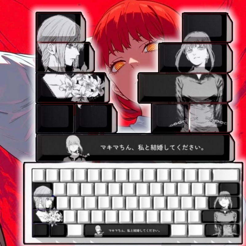 Gaming Accessories Men - チェーンソーマンマキマテーマアニメキーキャップメカニカルキーボード PBT カスタムキーキャップ PC ゲーミングキーボードアクセサリーギフトコレクション