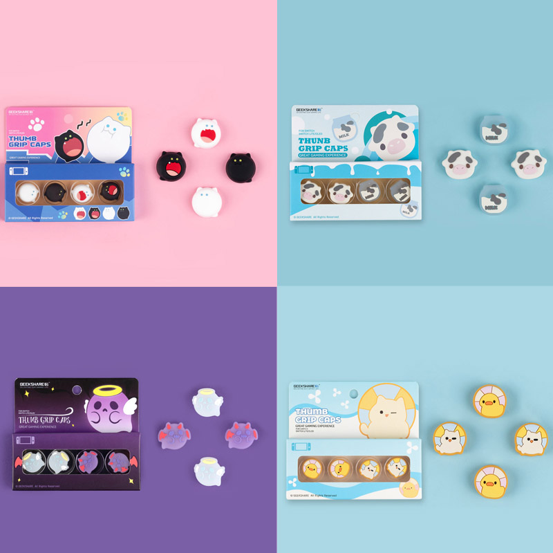 Gaming Accessories Kawaii - スーパーかわいいシリコーンソフトジョイコン親指スティックグリップキャップジョイスティックカバースイッチ OLED NS Lite Joy-con コントローラサムスティックケース