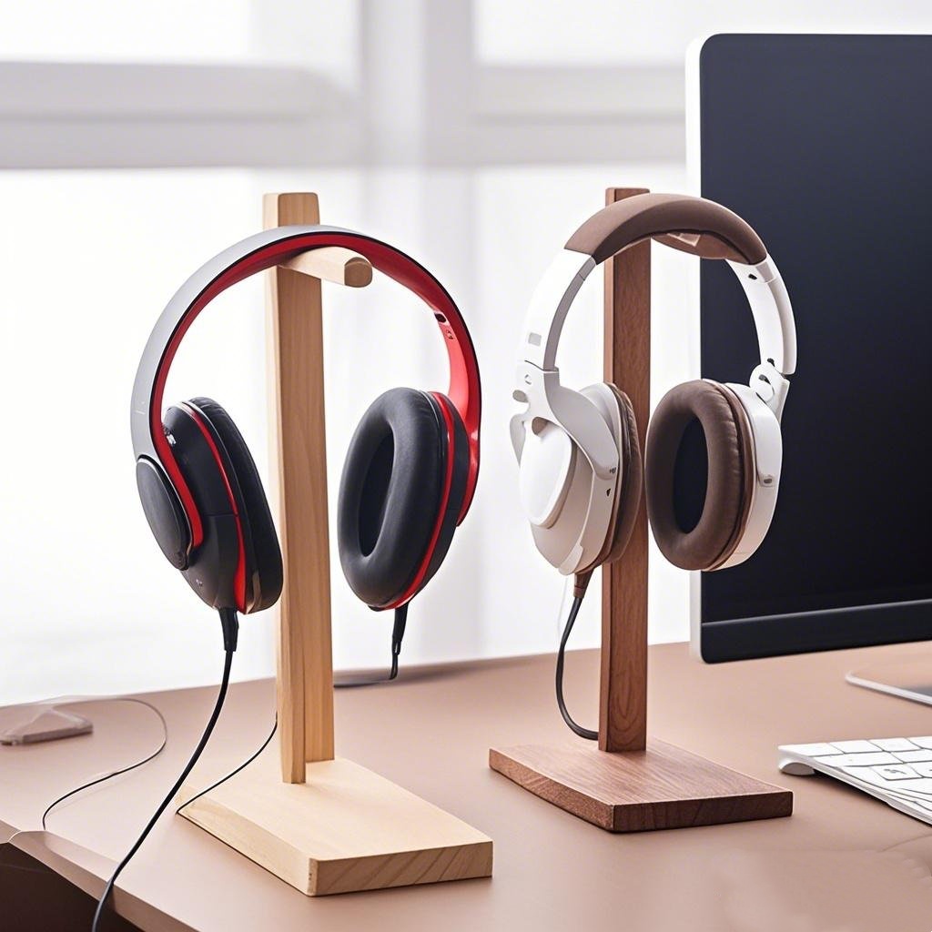 Gaming Home Accessories - 木製ヘッドフォンスタンドイヤホンディスプレイラックハンガーブラケットゲーマーヘッドセット収納棚ゲームアクセサリーホームストレージ
