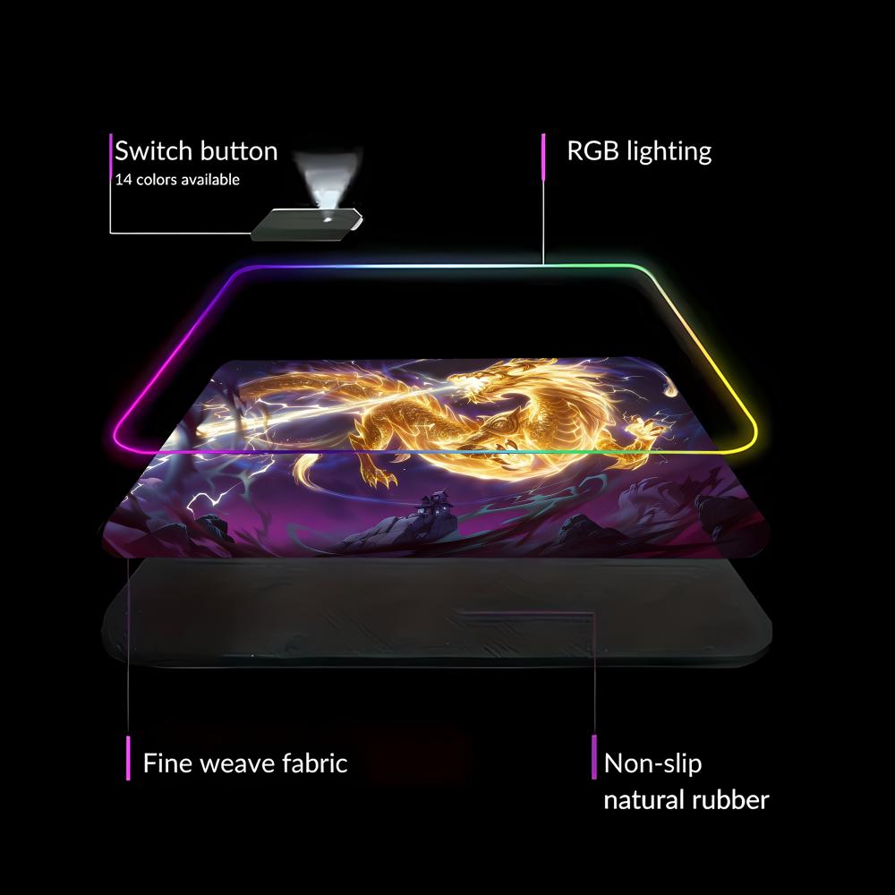 Gaming Accessories For Pc Setup - RGB LED ブルードラゴンマウスパッドスピードマウスマットゲームコンピュータデスクアクセサリーオフィスラグ PC ゲーマーデスクトップゲームセットアップ HYBXAXC