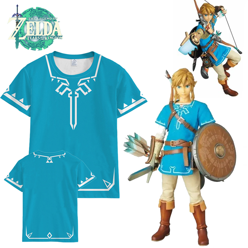 Zelda Gaming Accessories - Zelda-男性用半袖ポロシャツ,王国のTシャツ,漫画の半袖,コスプレ衣装,アクセサリー,十分な,通気性のある服,ギフト