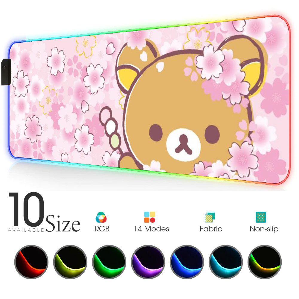 Gaming Accessories Pink - Korilakuma-ゲーム用マウスパッド,キュートでフラワー,rgb,バックライト付き滑り止めマット,女の子用
