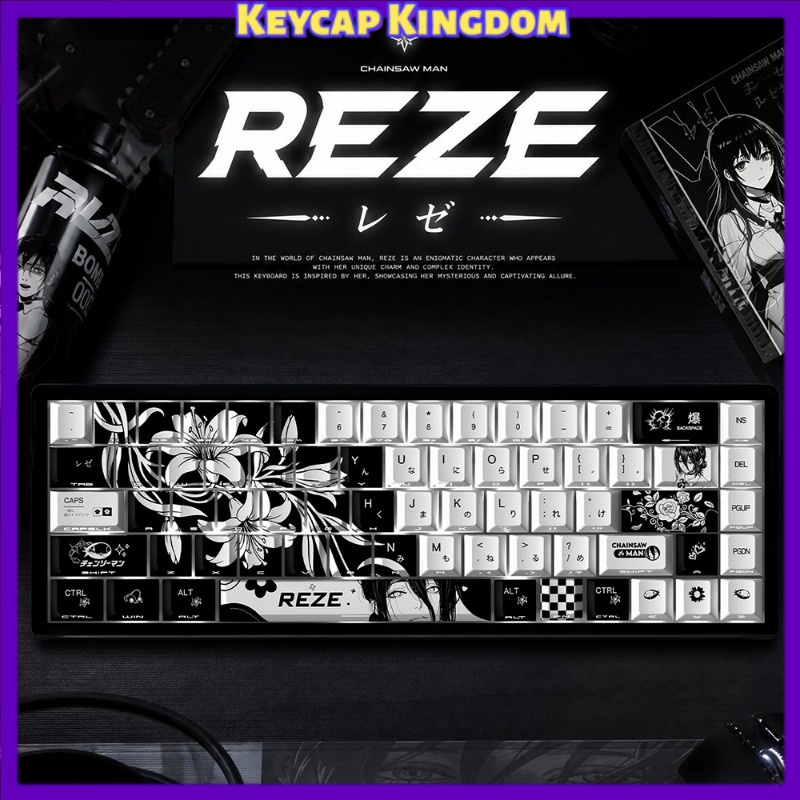 Gaming Accessories Gifts For Men - 新しい Reze 5.0 アニメキーキャップチェーンソーマンテーマメカニカルキーボード PBT カスタムかわいいキーキャップ