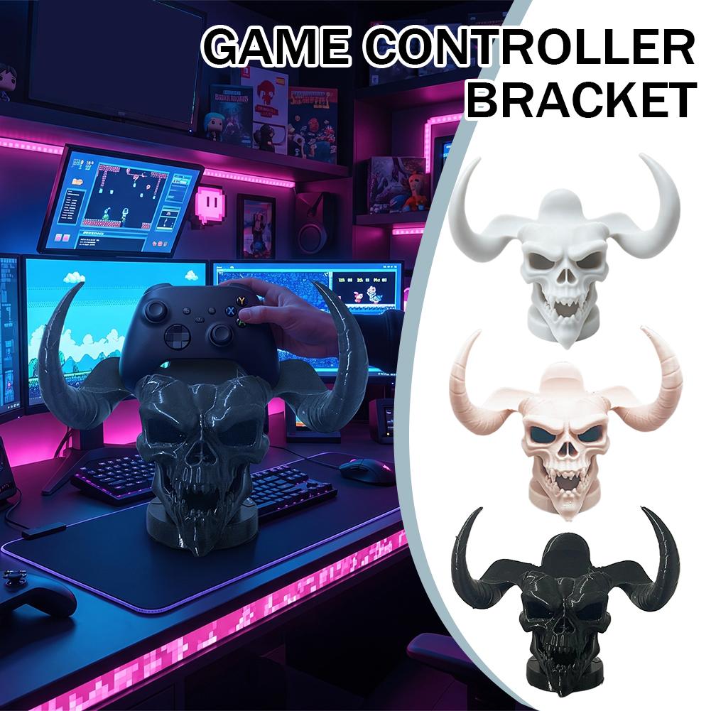 Accessories For Your Gaming Room - ユニークなデビルスカルホーンコントローラーホルダー デスクオーガナイザースタンド PS5 PS4ゲームパッド用 クールなゲーミングアクセサリー ゲームルームデコレーション