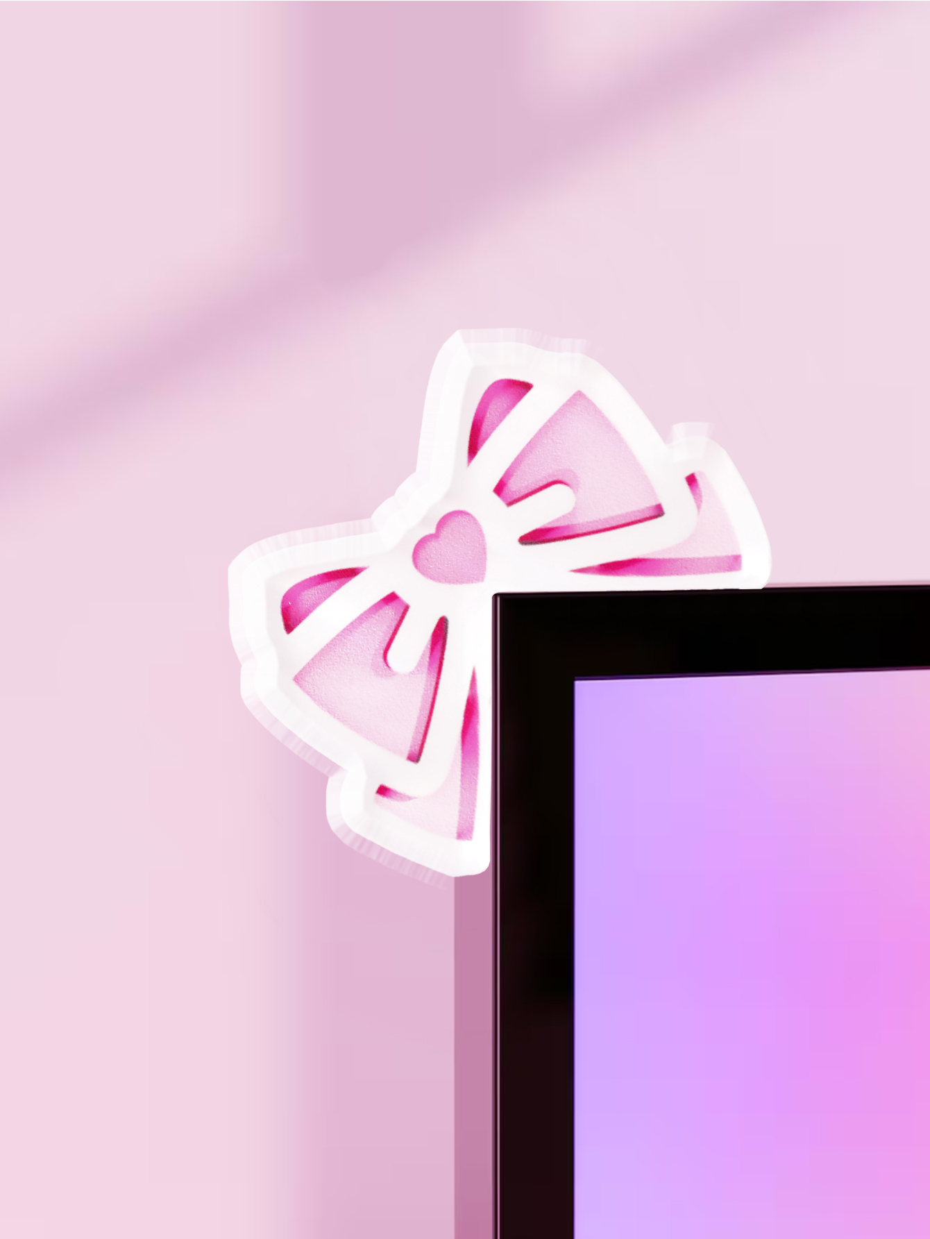 Gaming Accessories Kawaii - かわいいリボンモニター装飾 ピンクアクリルリボンノットPCアクセサリー キュートなデスクトップデコレーション ゲームセットアップ、スクリーン、ホームオフィス、ギフトに