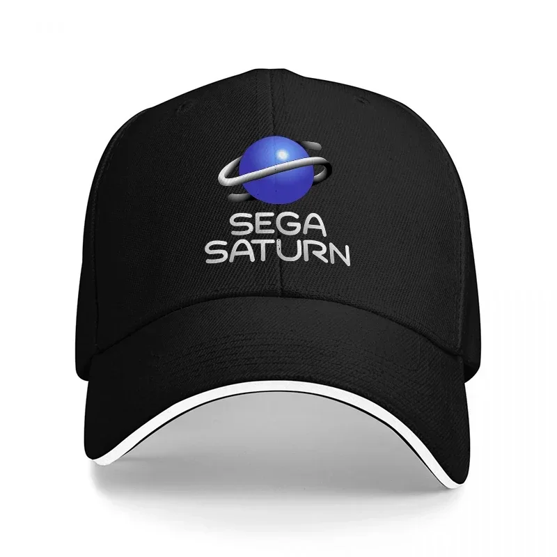 Gaming Accessories Men - 新しいSEGA SATURNロゴベースボールキャップ、黒地に青い惑星デザイン、クラシックレトロゲームハット、男性と女性向け、ファンギアアクセサリー