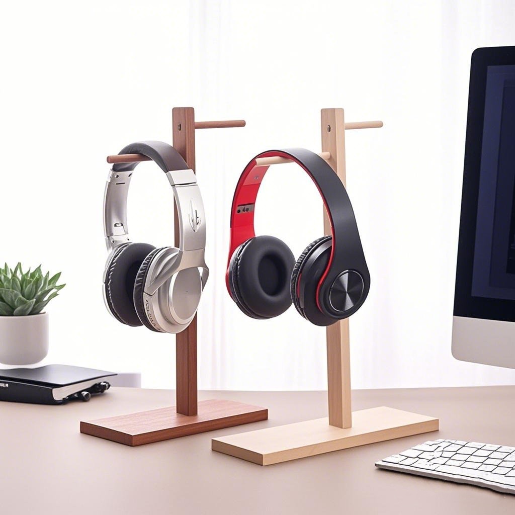 木製ヘッドフォンスタンドイヤホンディスプレイラックハンガーブ - Gaming Home Accessories のレビューと価格