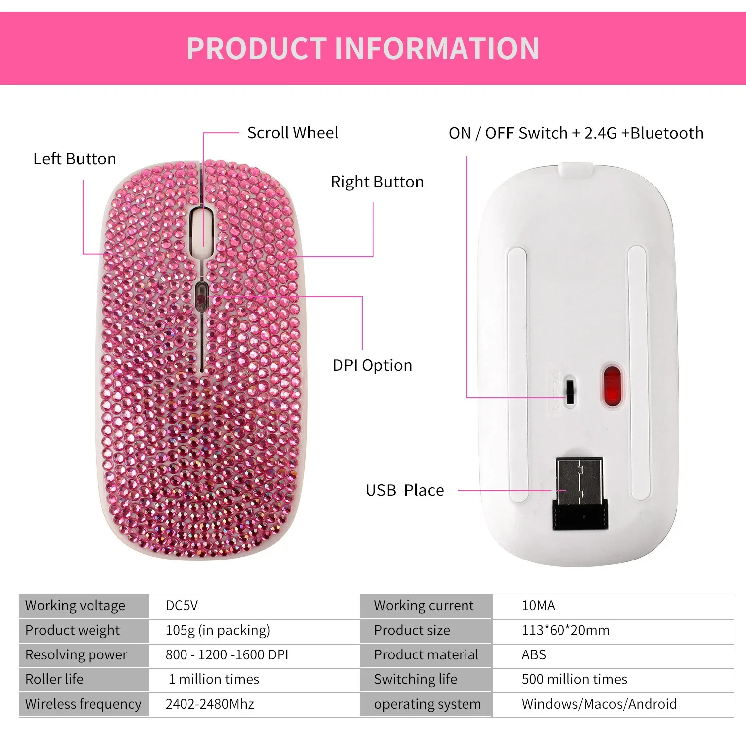 充電とミュートダイヤモンドスタッズbluetoothデュアル - Gaming Accessories Pink のレビューと価格